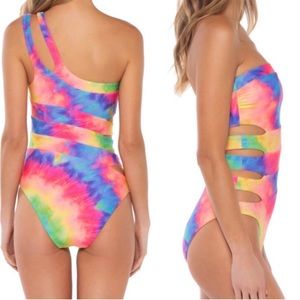 Becca Naomi tie dye cutout one piece swimsuit NWOT